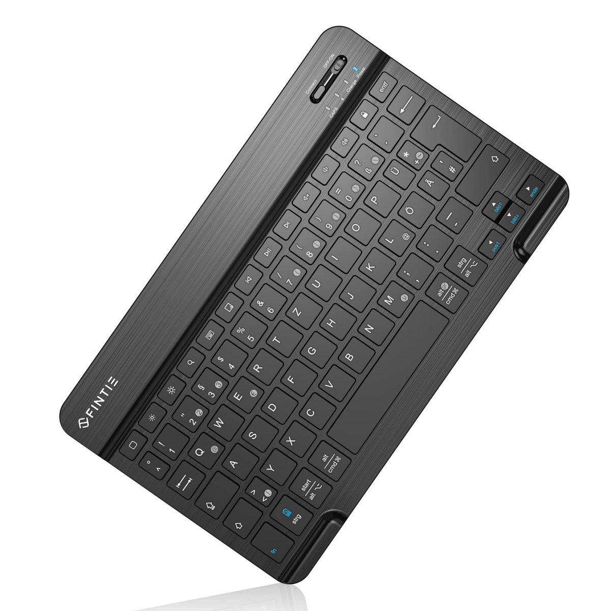 FINTIE Ultradünn Bluetooth Tastatur mit deutschem Layout QWERTZ, Schwarz