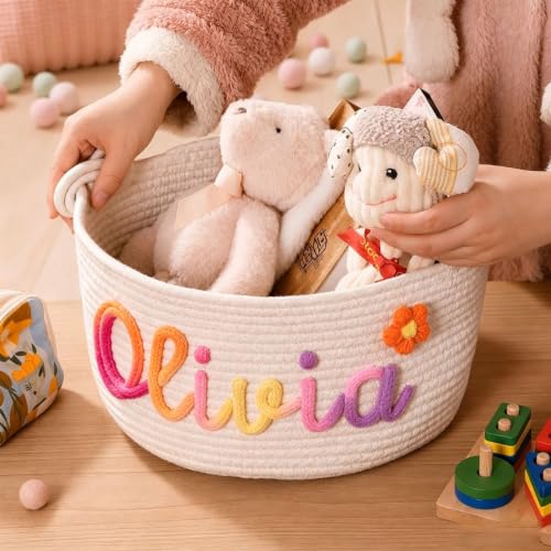Personalisierter Baumwollkorb Beschrifteter Aufbewahrungskorb Babyzimmer