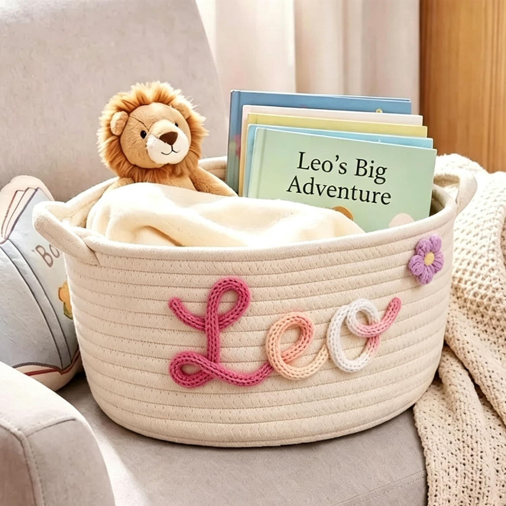 Personalisierter Baumwollkorb Beschrifteter Aufbewahrungskorb Babyzimmer