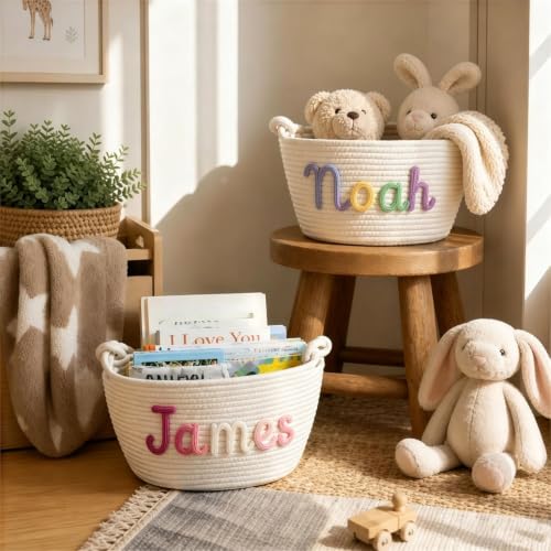 Personalisierter Baumwollkorb Beschrifteter Aufbewahrungskorb Babyzimmer