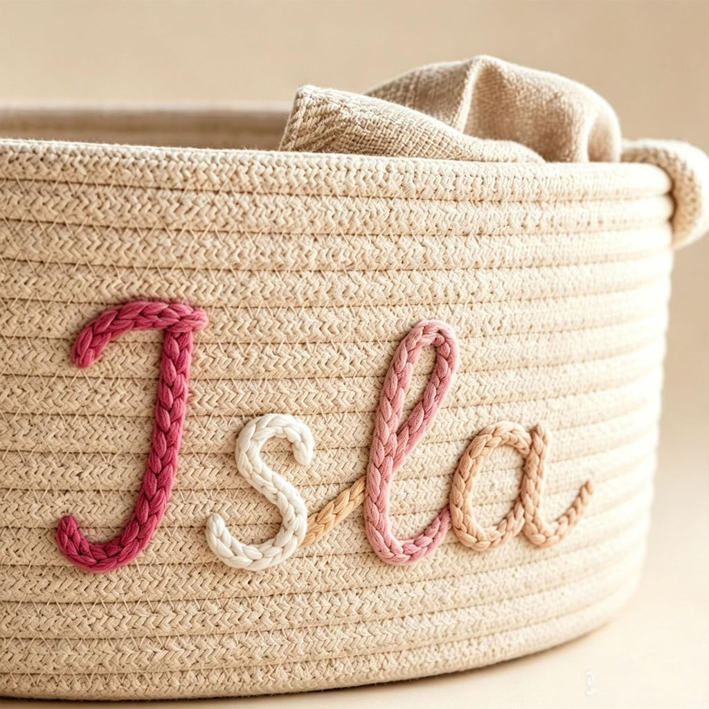 Personalisierter Baumwollkorb Beschrifteter Aufbewahrungskorb Babyzimmer