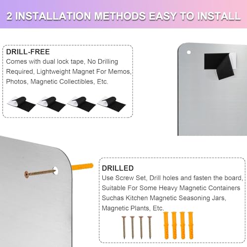Lawei 2 Stück Magnettafel Magnetboard, 43,5 x 30 cm Magnetische Metalltafel Wandtafeln Magnetwand Magnetische Kreidetafel zum Präsentieren von Notizen, Fotos, Gewürzgläsern