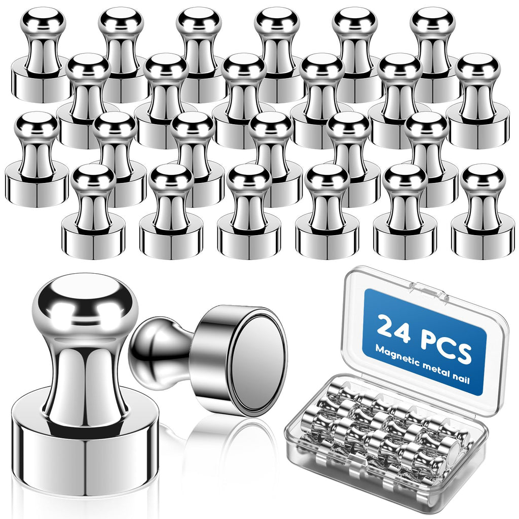 Magnete Stark 24 Stück– Magnet für Magnettafel mit Aufbewahrungsbox, Silber