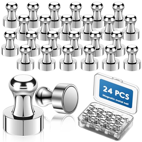 Magnete Stark 24 Stück– Magnet für Magnettafel mit Aufbewahrungsbox, Silber