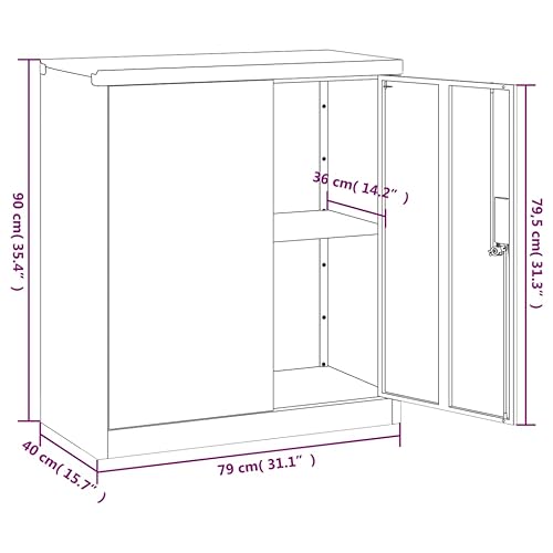 Aktenschrank Anthrazit aus pulverbeschichtetem Stahl 79x40x90 cm abschließbar Büroschrank mit Regal für Dokumentenschrank und Ordnerschrank Büro Arbeitszimmer Homeoffice