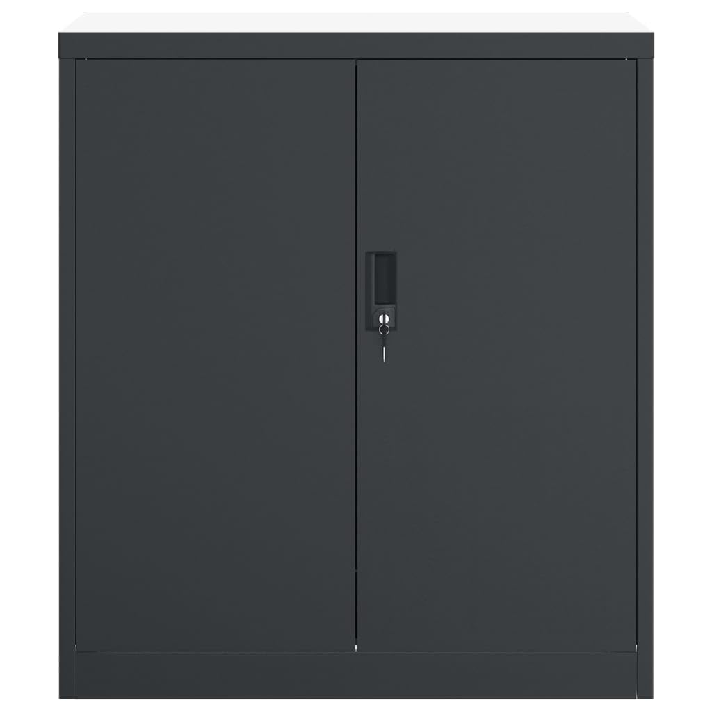 Aktenschrank Anthrazit aus pulverbeschichtetem Stahl 79x40x90 cm abschließbar Büroschrank mit Regal für Dokumentenschrank und Ordnerschrank Büro Arbeitszimmer Homeoffice