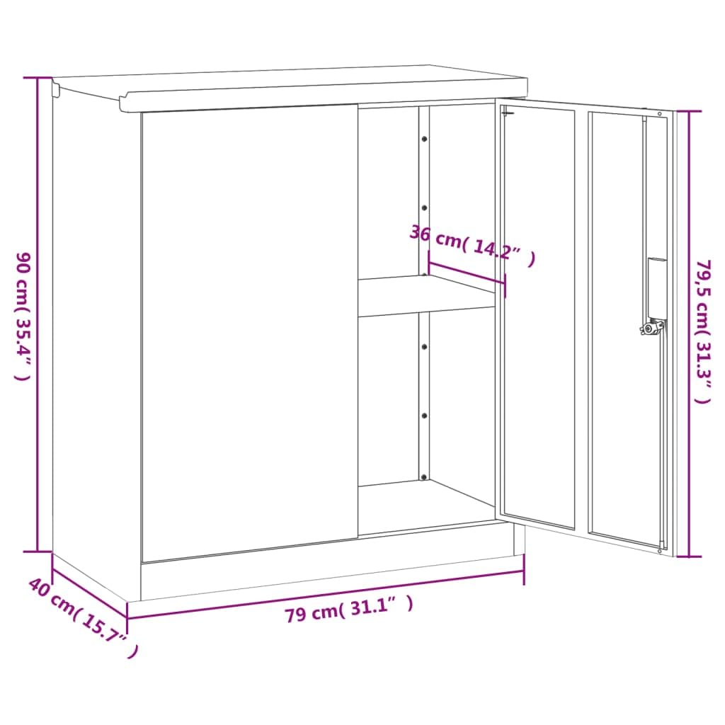 Aktenschrank Anthrazit aus pulverbeschichtetem Stahl 79x40x90 cm abschließbar Büroschrank mit Regal für Dokumentenschrank und Ordnerschrank Büro Arbeitszimmer Homeoffice