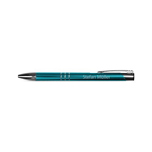 Personalisierte Kugelschreiber "Chicago" Stift Schriftzug inkl. individueller hochpräziser Lasergravur in Türkis 1 bis 500 Stück Menge Konfigurierbar