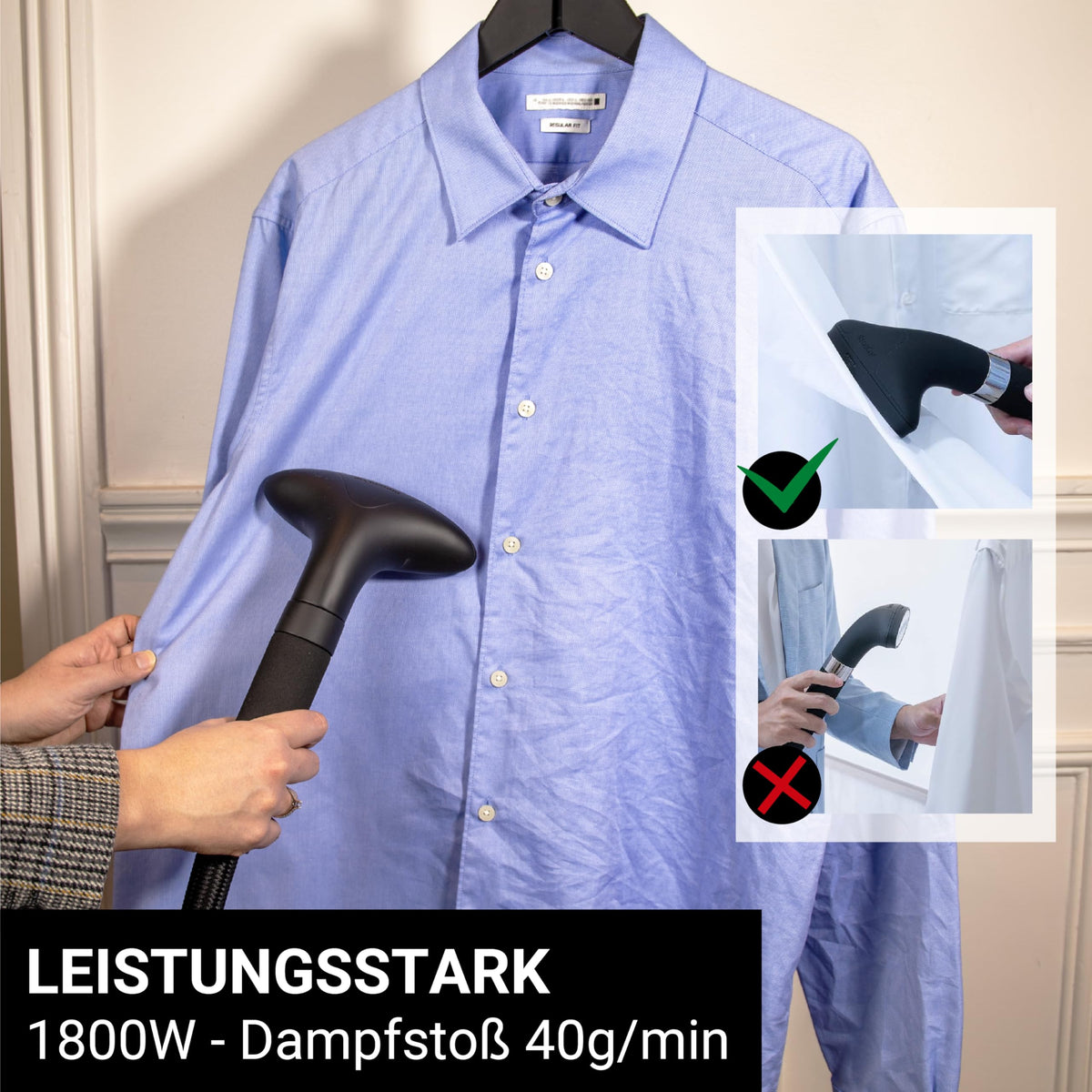 SteamOne Vertikaler Dampfglätter Steamer Schwarz 1800W - 1,8L