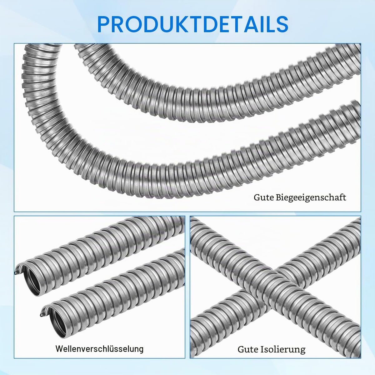 GALPADA Kabelschutzschlauch 20mm Flexibles Edelstahl Rohr 3 metre