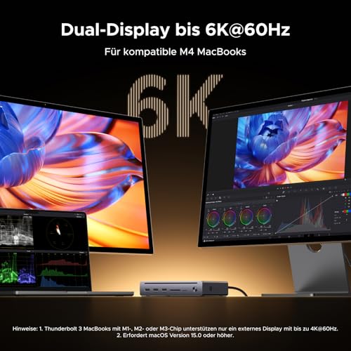 UGREEN Maxidok Thunderbolt 5 Dock 6K@60Hz/4K@120Hz für TBT5/4-Laptop