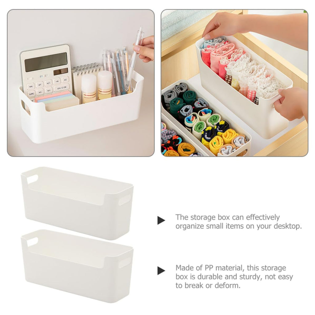 2 Stück Schul Organizer Kasten Pp Weiß mit Griffen