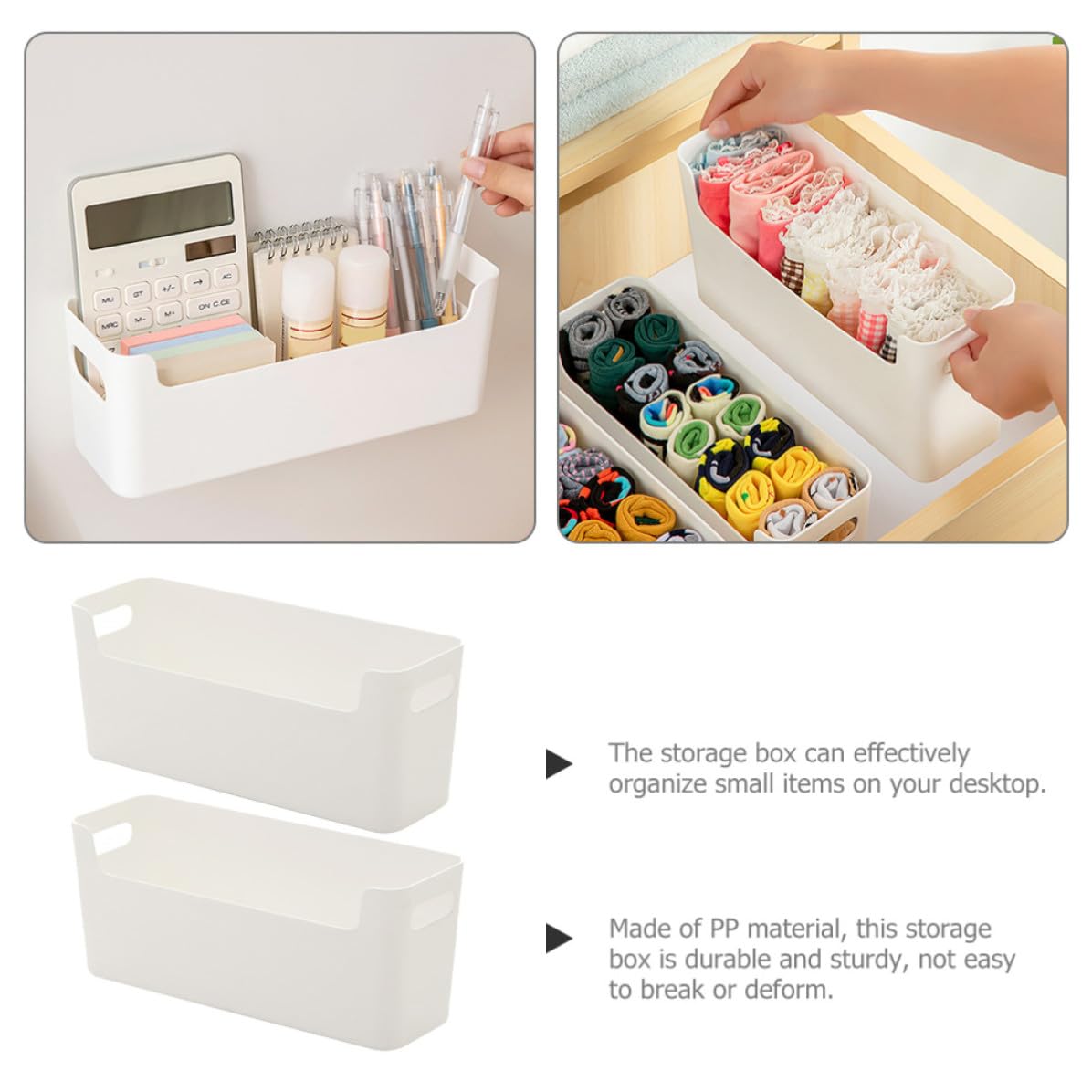 2 Stück Schul Organizer Kasten Pp Weiß mit Griffen