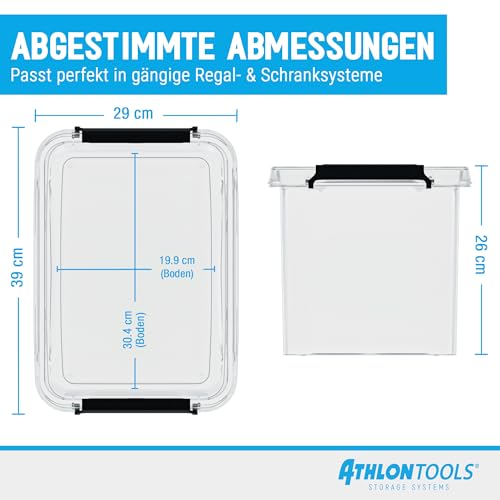 ATHLON TOOLS 4er Set 20l Aufbewahrungsboxen mit Deckel BPA-frei