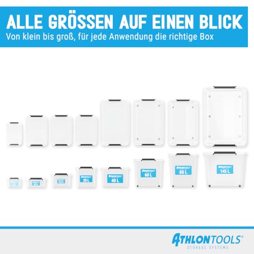 ATHLON TOOLS 4er Set 20l Aufbewahrungsboxen mit Deckel BPA-frei