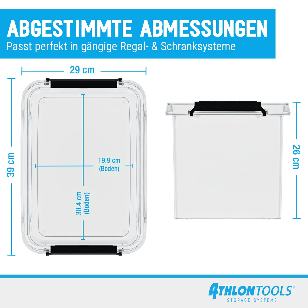 ATHLON TOOLS 4er Set 20l Aufbewahrungsboxen mit Deckel BPA-frei
