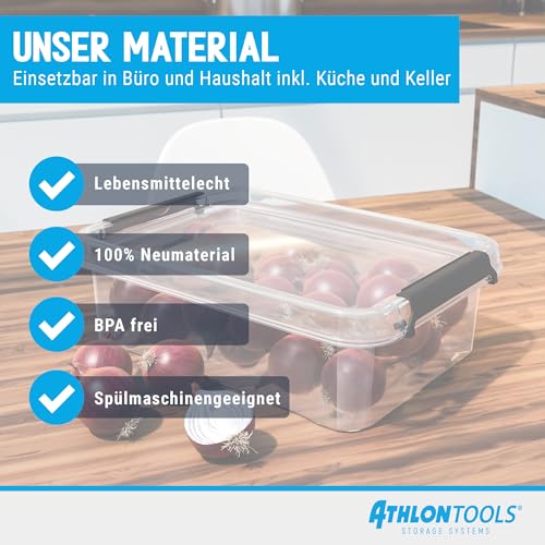 ATHLON TOOLS 4er Set 20l Aufbewahrungsboxen mit Deckel BPA-frei