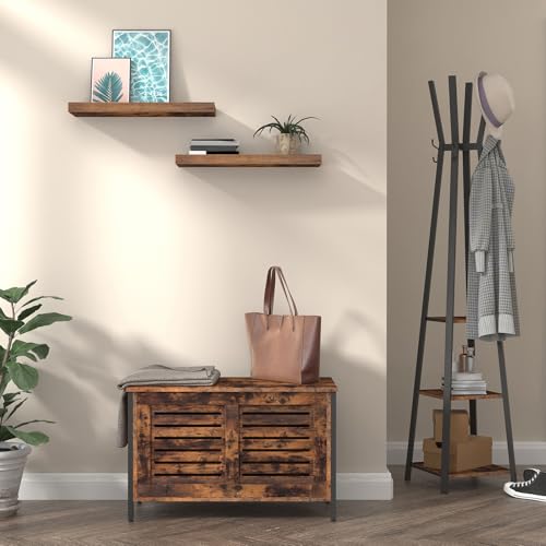 HOOBRO Wandregal, Schweberegal 2er-Set, stabile Wandboards, 60 x 20 x 3,8 cm Hängeregale, mit unsichtbaren Halterungen, für Bad, Schlafzimmer, Küche, Büro, Wohnzimmer, Vintagebraun EBF60BJ01