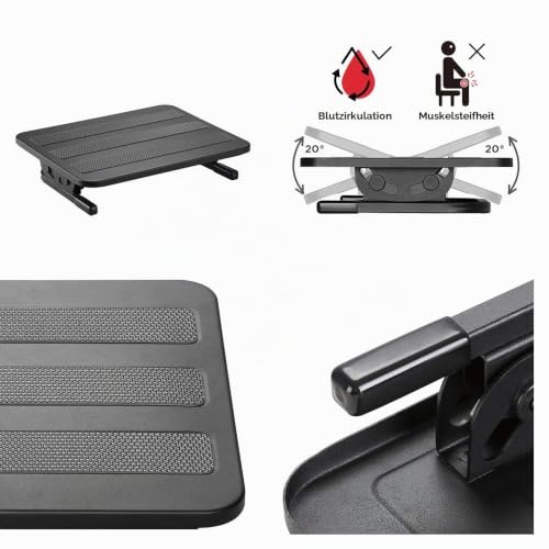 Maclean MC-831 Ergonomische Fußstütze Fußauflage stufenlos einstellbarer Neigungswinkel 380x300mm