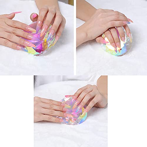 80mm Kristall Diamant Briefbeschwerer, Nageldiamant Hintergrund für Nagelbilder, Schreibtischdekoration, große Strasssteine mit goldener Metallbasis (AB Beschichtung)