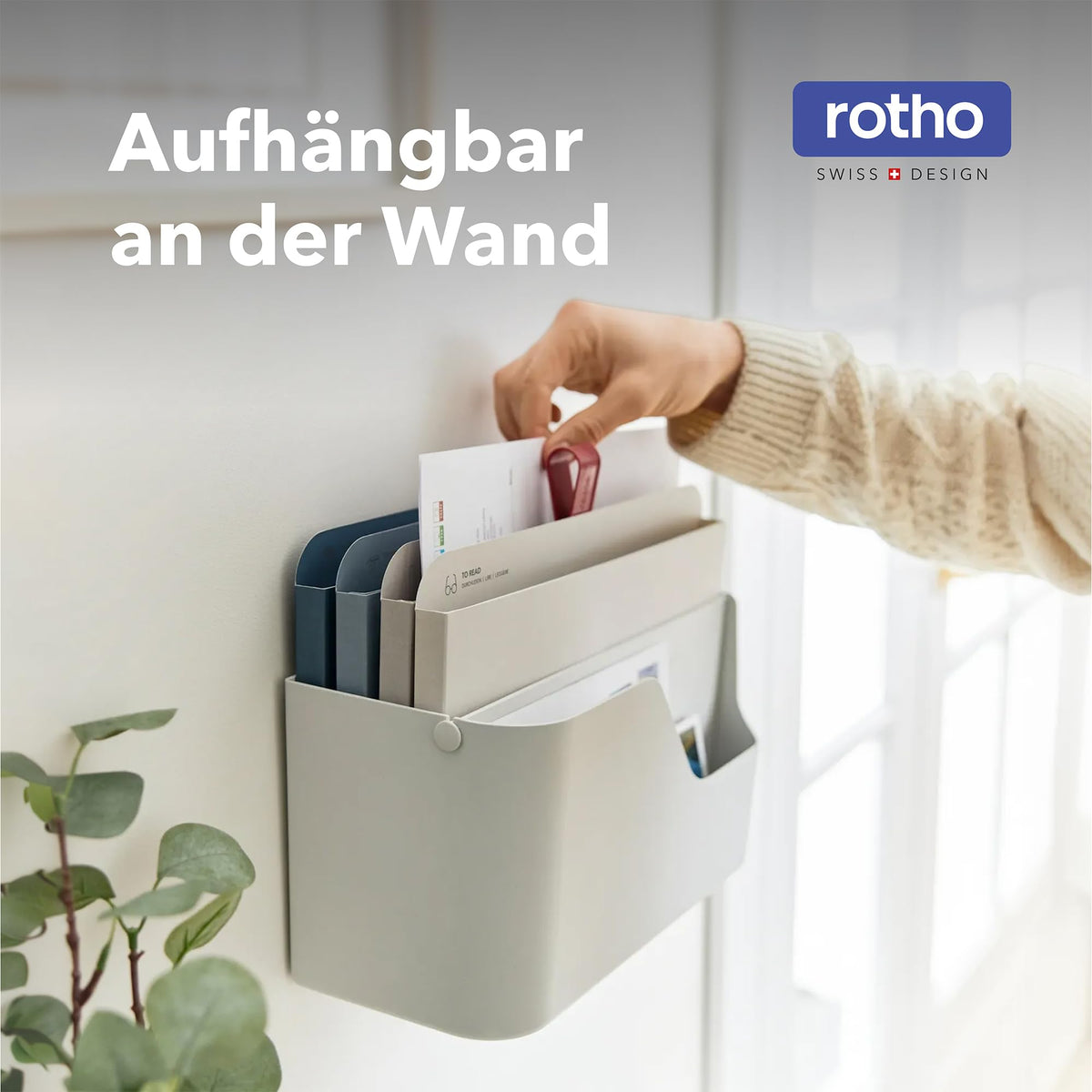 Rotho MyPaper Dokumentenablage, Schreibtisch-Organizer, Dokumentenhalter, Briefablage, Postfach, Papierfach, Weiss/Rot