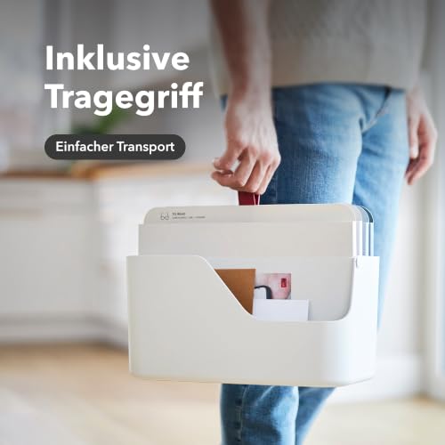 Rotho MyPaper Dokumentenablage, Schreibtisch-Organizer, Dokumentenhalter, Briefablage, Postfach, Papierfach, Weiss/Rot