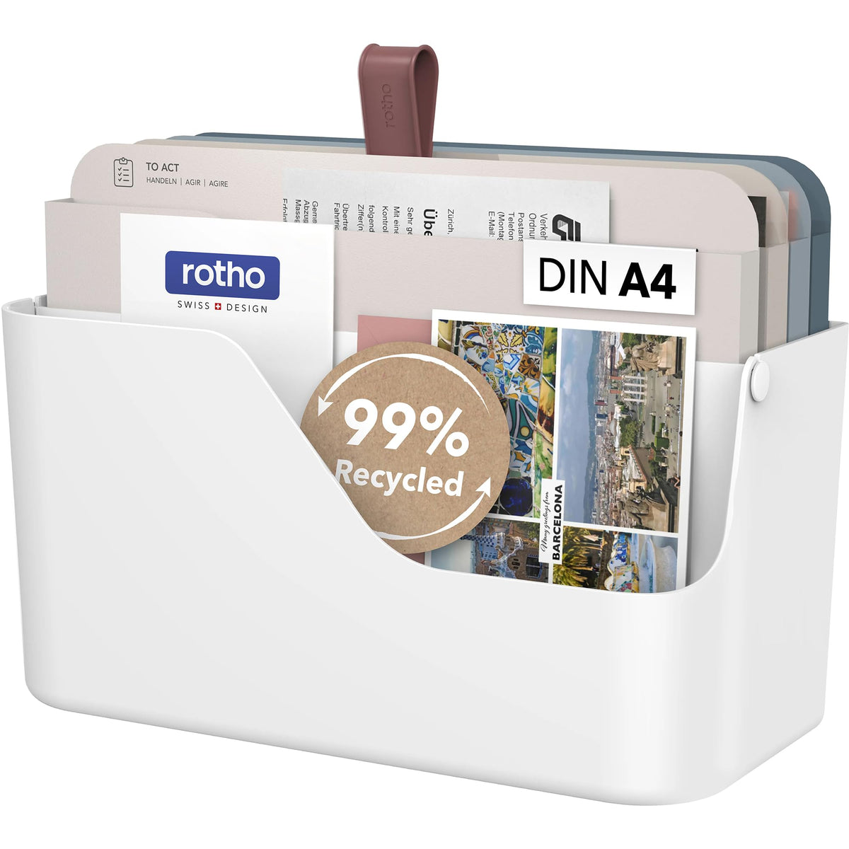 Rotho MyPaper Dokumentenablage, Schreibtisch-Organizer, Dokumentenhalter, Briefablage, Postfach, Papierfach, Weiss/Rot