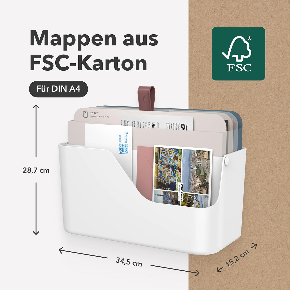Rotho MyPaper Dokumentenablage, Schreibtisch-Organizer, Dokumentenhalter, Briefablage, Postfach, Papierfach, Weiss/Rot