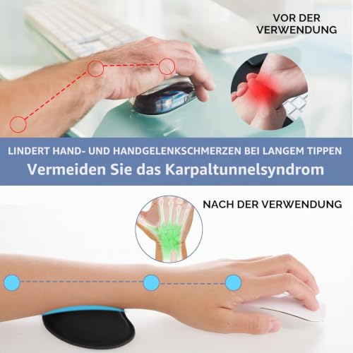 2 Stk Handballenauflage,Maus-Handgelenkauflage,Ergonomisches Mousepad,Mouse Wrist Rest,Rutschfest Handauflage Maus mit Memory-Schaum,zurentlastung Handgelenks,Gelkissen Mousepad für Büro Schule Zuhau