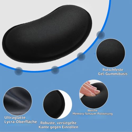 2 Stk Handballenauflage,Maus-Handgelenkauflage,Ergonomisches Mousepad,Mouse Wrist Rest,Rutschfest Handauflage Maus mit Memory-Schaum,zurentlastung Handgelenks,Gelkissen Mousepad für Büro Schule Zuhau