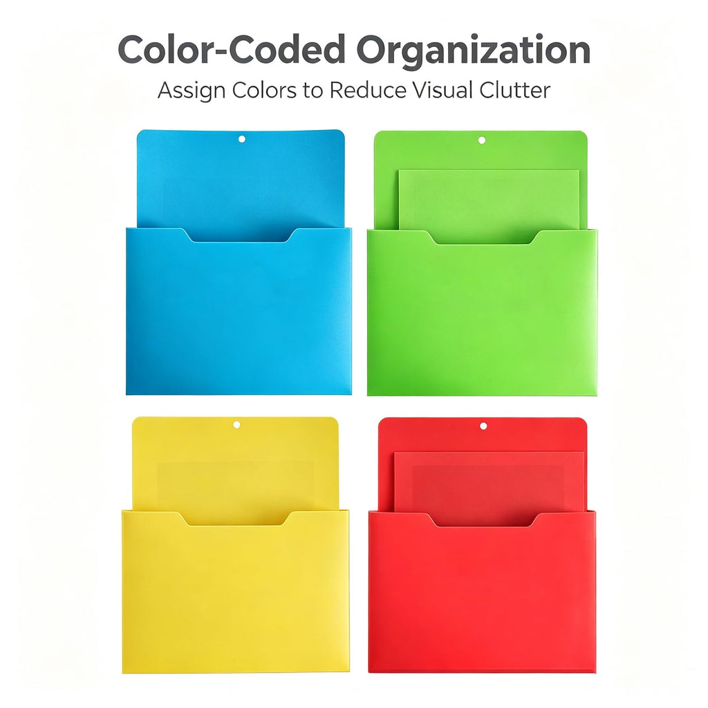 Magnetischer Stiftehalter A4 Dokumentenhalter, Magnetischer Aktenhalter mit Wasserdichter PP-Tasche, Wand Organizer für Whiteboard Zubehör, Büro, Kühlschrank, Schreibtisch Aufbewahrung，Grün