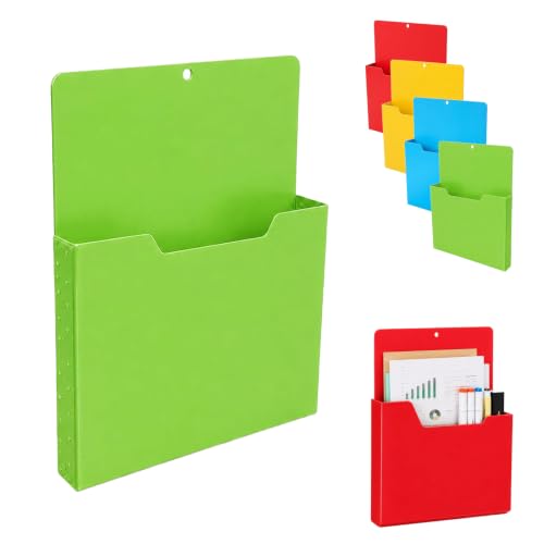 Magnetischer Stiftehalter A4 Dokumentenhalter, Magnetischer Aktenhalter mit Wasserdichter PP-Tasche, Wand Organizer für Whiteboard Zubehör, Büro, Kühlschrank, Schreibtisch Aufbewahrung，Grün