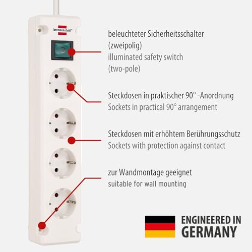 Brennenstuhl Bremounta Steckdosenleiste 4-Fach mit Schalter