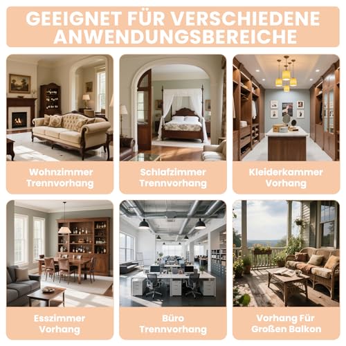 JILRON Raumteiler Vorhang Mit Schienen, 100% Vollschutz - Einzigartiges Akkordeon-Design, Saubere Optik für Schlafzimmer, Abstellraum (Cremefarben-H213 x B254 cm) 1er-Pack