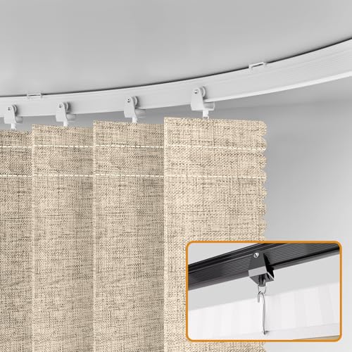 JILRON Raumteiler Vorhang Mit Schienen, 100% Vollschutz - Einzigartiges Akkordeon-Design, Saubere Optik für Schlafzimmer, Abstellraum (Cremefarben-H213 x B254 cm) 1er-Pack