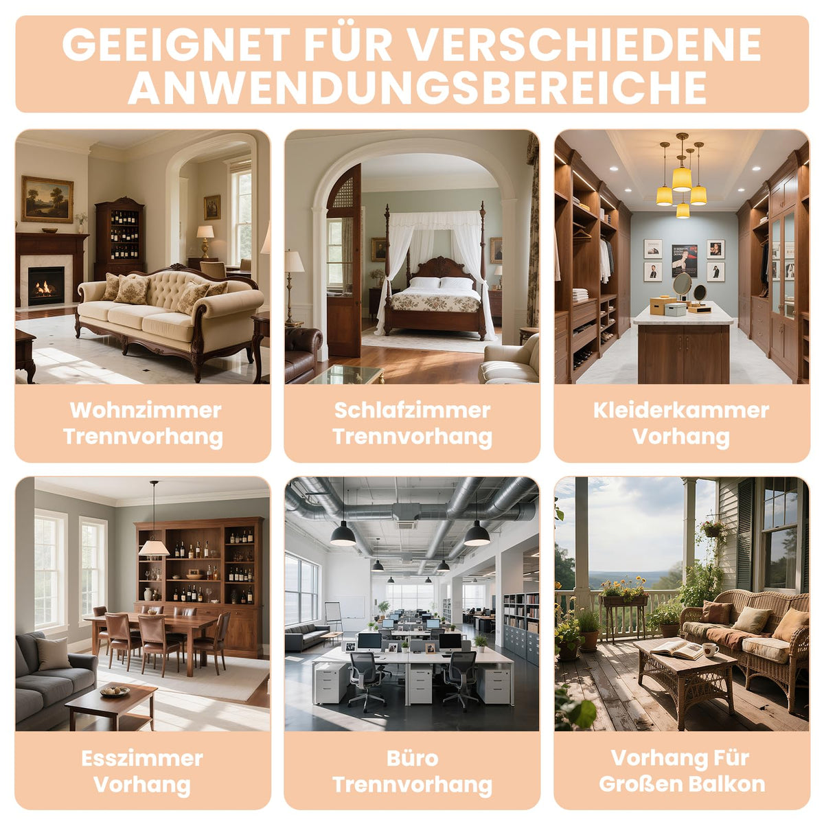 JILRON Raumteiler Vorhang Mit Schienen, 100% Vollschutz - Einzigartiges Akkordeon-Design, Saubere Optik für Schlafzimmer, Abstellraum (Cremefarben-H213 x B254 cm) 1er-Pack