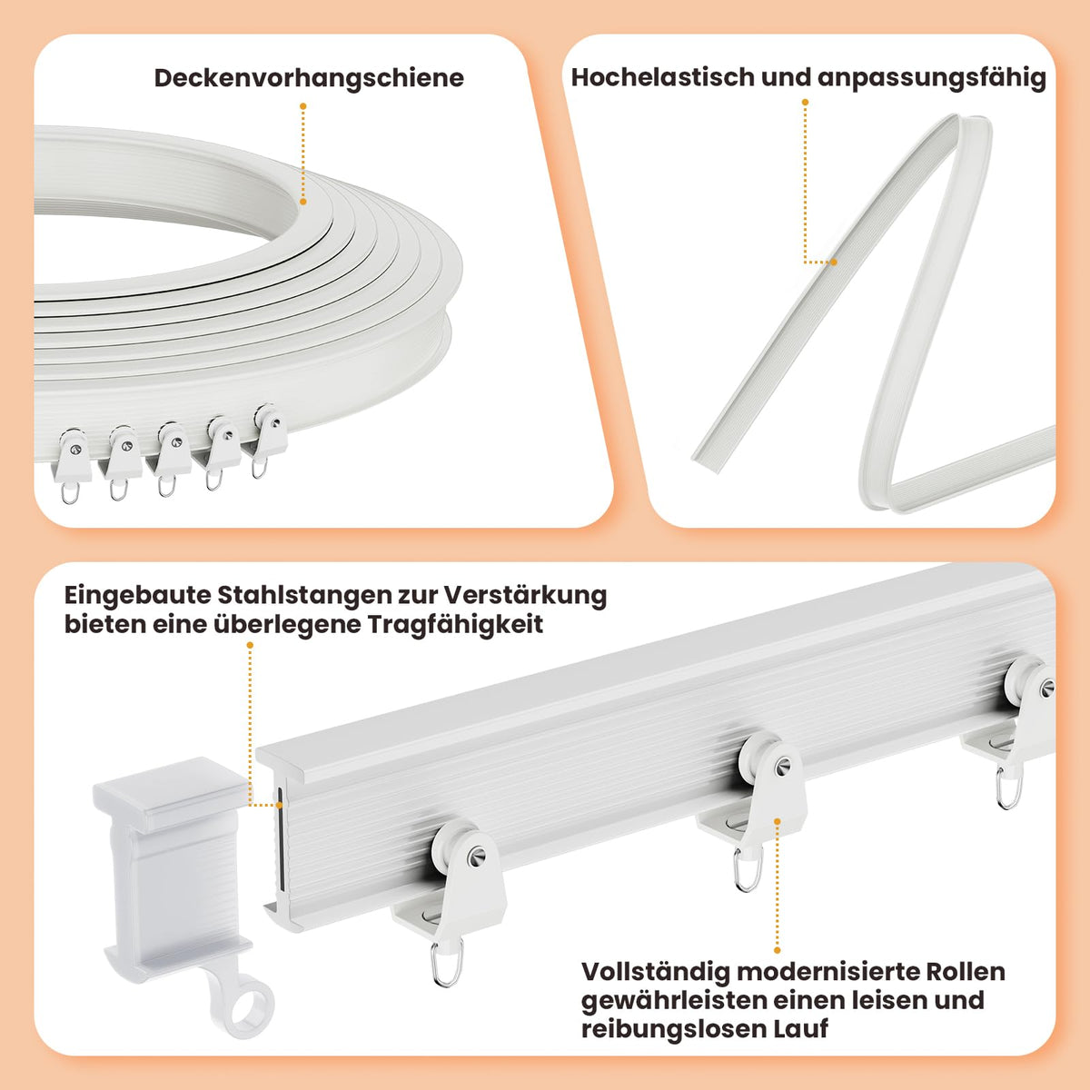 JILRON Raumteiler Vorhang Mit Schienen, 100% Vollschutz - Einzigartiges Akkordeon-Design, Saubere Optik für Schlafzimmer, Abstellraum (Cremefarben-H213 x B254 cm) 1er-Pack