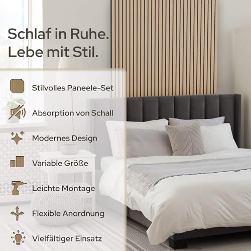 Arebos Akustikpaneele | Wandpaneele | 2er Set | Moderne | Lamellenwand