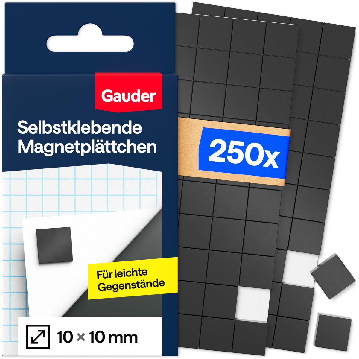 GAUDER Magnete zum Kleben, Magnetplättchen (10x10x2mm - 250 STK)