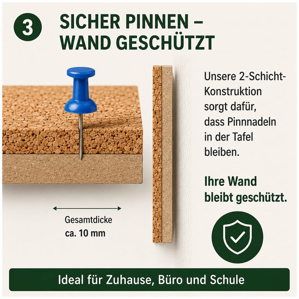 VELORA H&L Pinnwand 60 x 90 cm Naturholz – Korktafel mit Holzrahmen, Memoboard für Büro, Schule und Home Office, Kork Pinnwand zur Wandmontage, Hoch- und Querformat