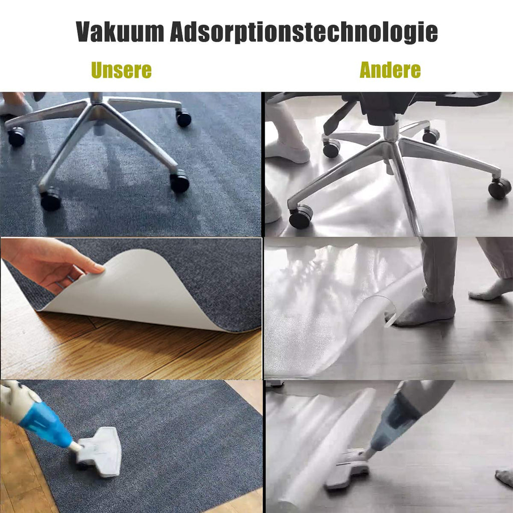 Bodenschutzmatte | Bürostuhl Unterlage | 90 x 140 cm | Hartboden | Verbesserte Version - Mehrzweck-Stuhlteppich für zu Hause (schwarz, 140x90cm)