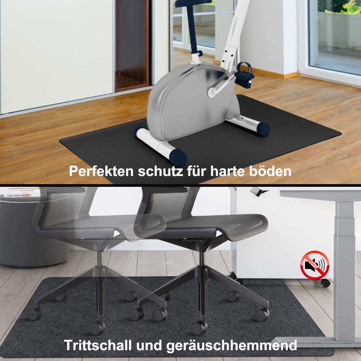 Bodenschutzmatte | Bürostuhl Unterlage | 90 x 140 cm | Hartboden | Verbesserte Version - Mehrzweck-Stuhlteppich für zu Hause (schwarz, 140x90cm)