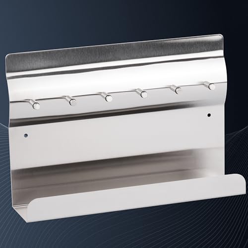 RICOO Schlüsselbrett mit Ablage Edelstahl Schlüsselhaken MB6001 Magnetisch Notizwand Schlüsselhalter Wand Flur Edelstahl Key Holder Aufbewahrung