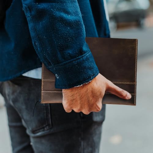 Nachfüllbarer Notizbucheinband mit Stiftschlaufe aus echtem Leder