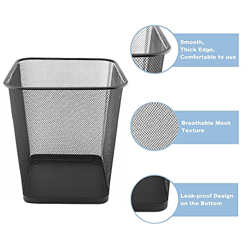 D.RECT Papierkorb Büro 18L - Abfalleimer, Papierkorb aus Drahtgeflecht Mülleimer, Papiereimer - Metall Büroeimer Mesh Eckig, Schwarz