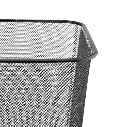 D.RECT Papierkorb Büro 18L - Abfalleimer, Papierkorb aus Drahtgeflecht Mülleimer, Papiereimer - Metall Büroeimer Mesh Eckig, Schwarz