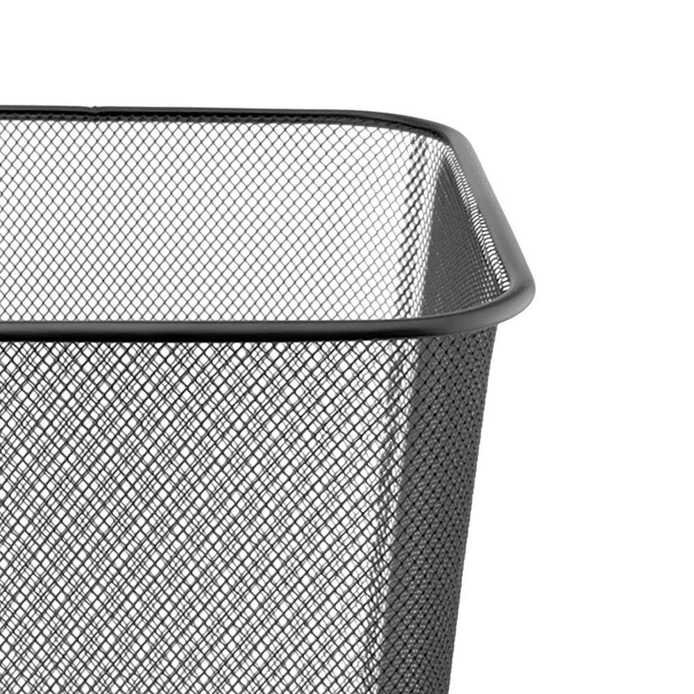 D.RECT Papierkorb Büro 18L - Abfalleimer, Papierkorb aus Drahtgeflecht Mülleimer, Papiereimer - Metall Büroeimer Mesh Eckig, Schwarz