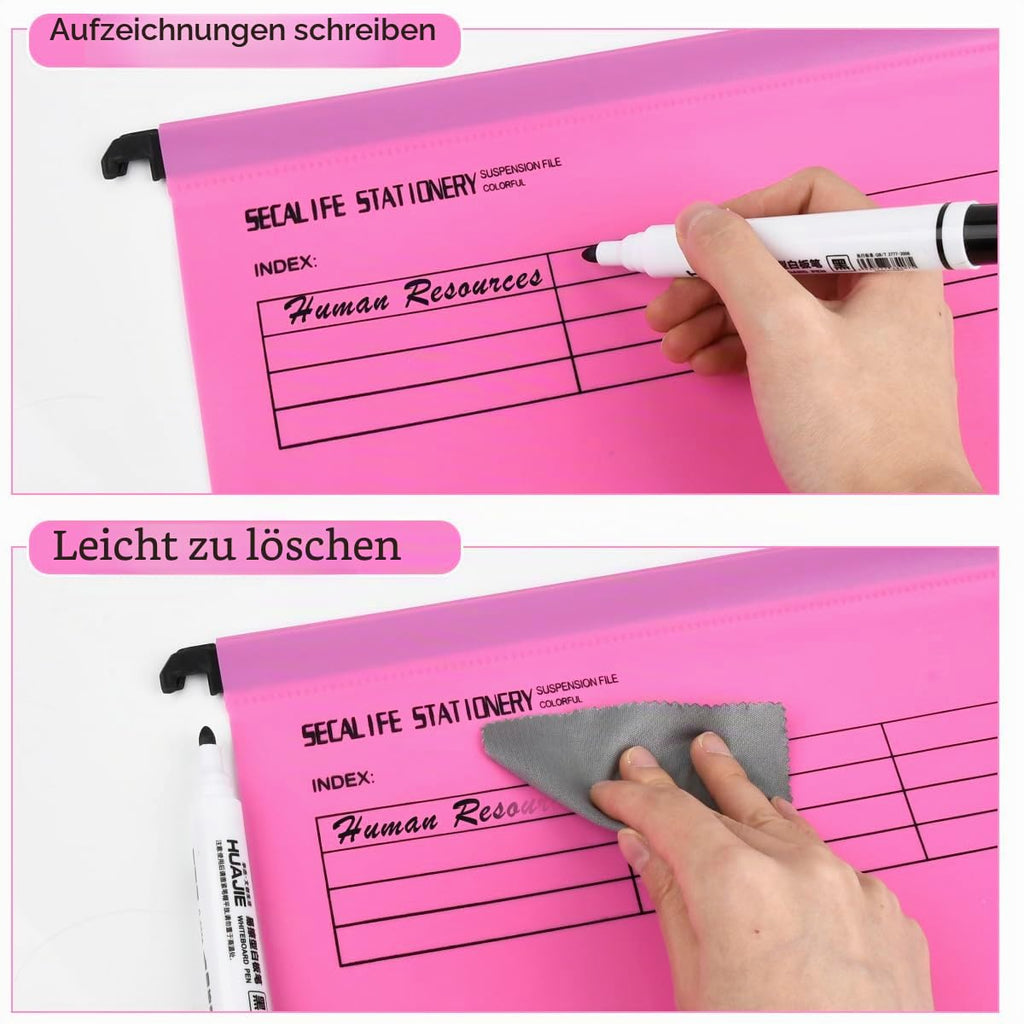 A4 Hängemappen 24 Stück für Aktenschränke,Polypropylen für Hängemappe mit Tabs und Karteneinsätzen und löschbarem Stift für Büro, Schule, Schreibtisch,Hängemappe,Sortiermappe