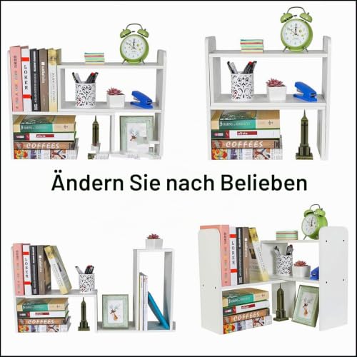 Kongming Schreibtisch Regal, Bücherregal Klein, Holz, Weiß