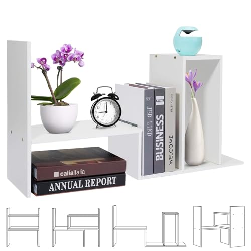 Kongming Schreibtisch Regal, Bücherregal Klein, Holz, Weiß